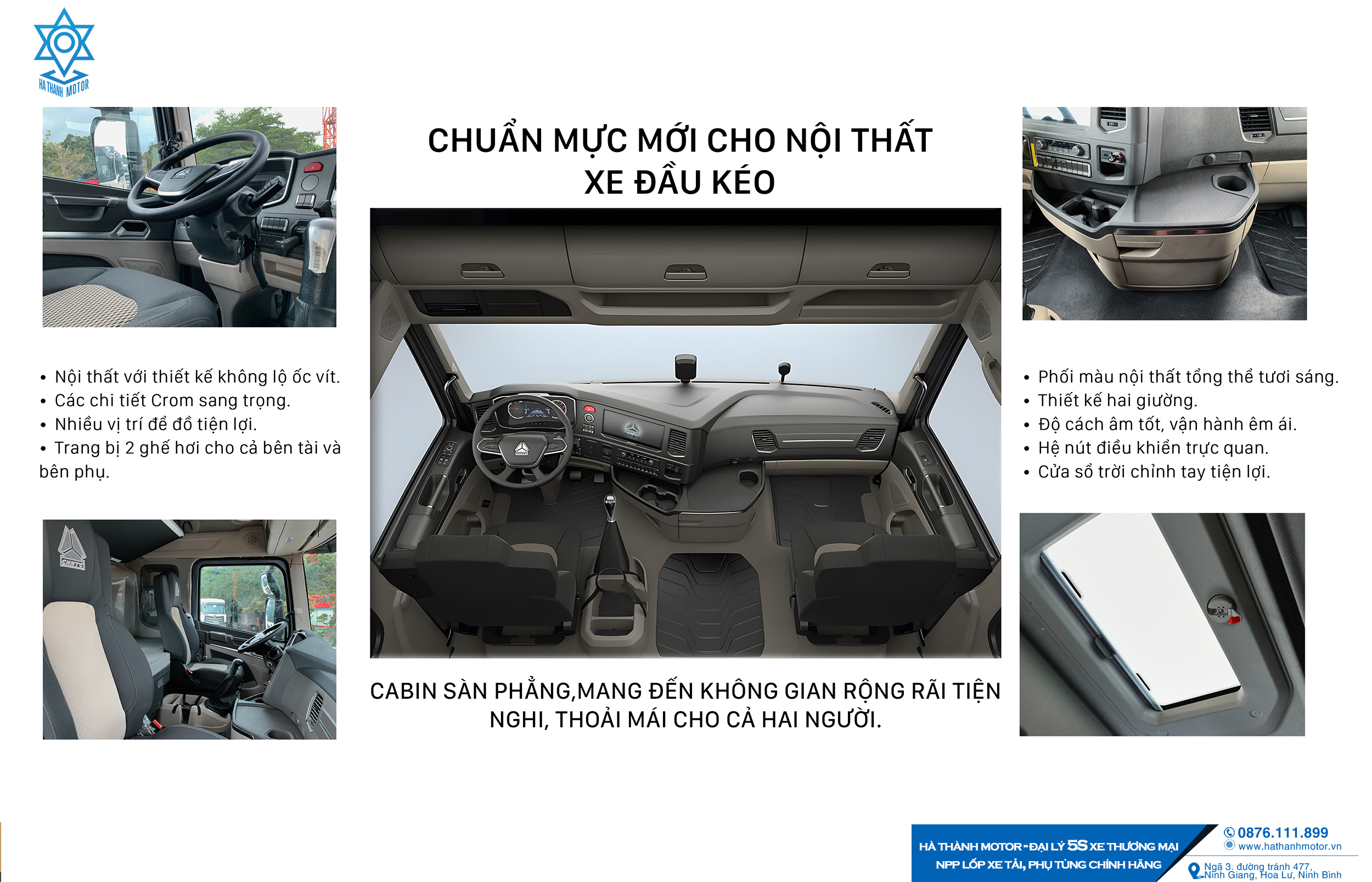 Nội thất Xe Đầu Kéo Howo Max 460Hp Cầu Láp